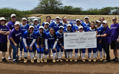 HAWAII CENTRAL FEDERAL CREDIT UNION PRESENTS $5,000 CHECK  TO CHAMINADE WOMEN’S SOFTBALL TEAM